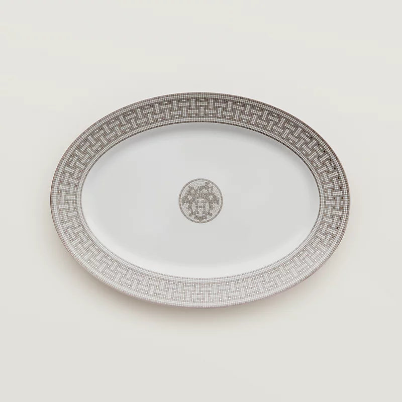 Piatto ovale in porcellana Silver