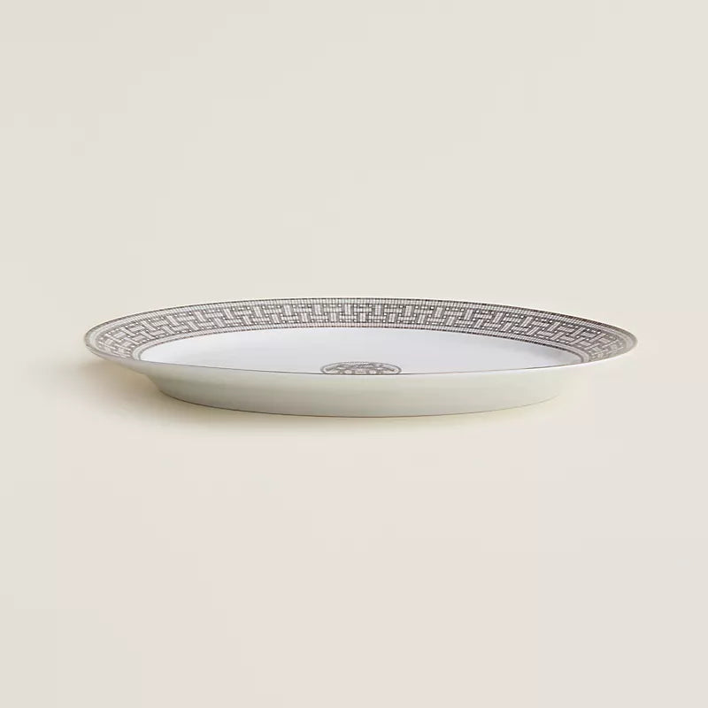 Piatto ovale in porcellana Silver