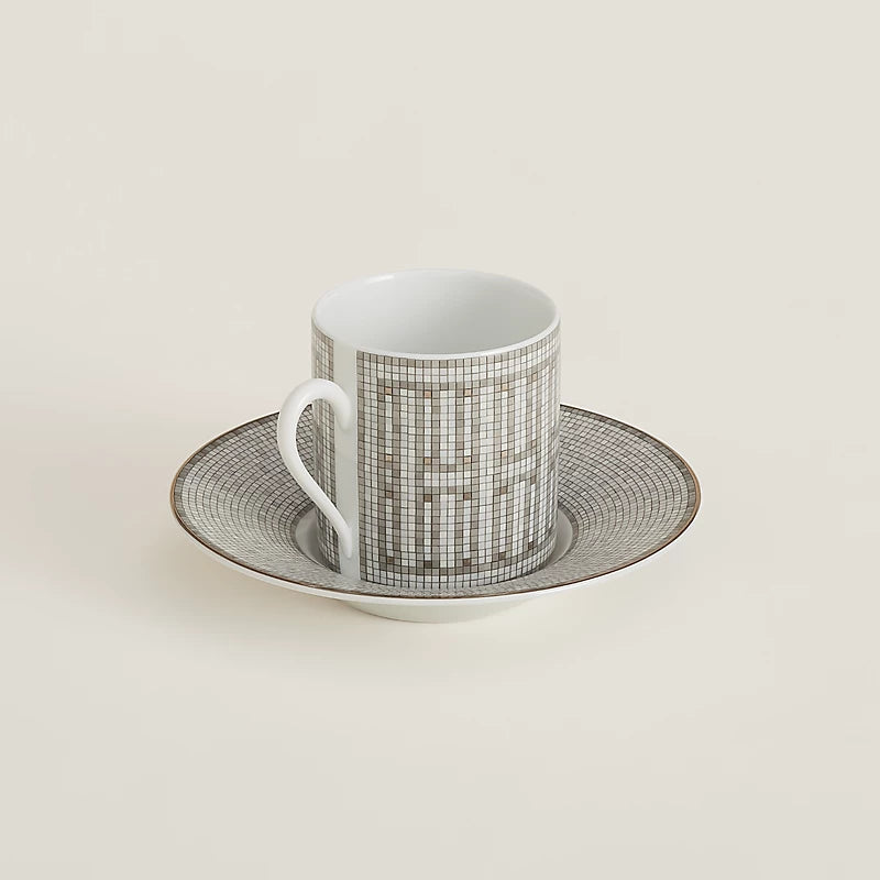 Tazzina da caffè con piattino in porcellana Silver